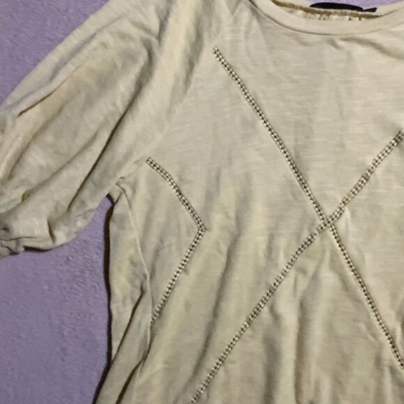 Doe & Rae‎ Women Sz Medium Pale Yellow 1/2 Sleeve Knit Blouse (I) - Picture 5 of 8